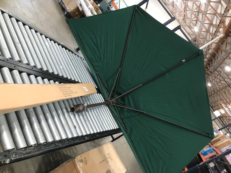Photo 3 of 83OUT5462 9 Ft Outdoor Patio Half Umbrella with 5 Ribs  Forest Green