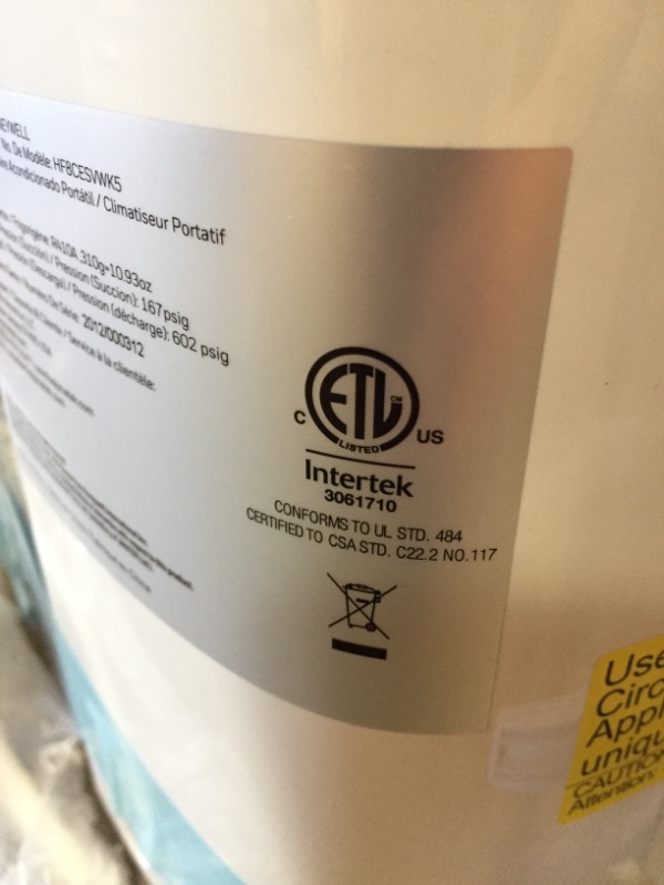 Photo 1 of Honeywell HF8CESVWK5 8000 BTU Smart WiFi Portable Air Conditioner Rooms up to 350 sq ft BlackWhite