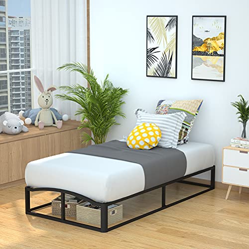 Photo 1 of Amazon Basics 10 Modern Metal Platform Bed with Wood Slat Support  Mattress Foundation  No Box Spring Needed Twin