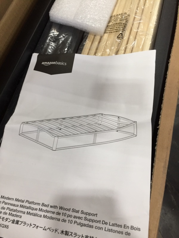 Photo 2 of Amazon Basics 10 Modern Metal Platform Bed with Wood Slat Support  Mattress Foundation  No Box Spring Needed Twin
