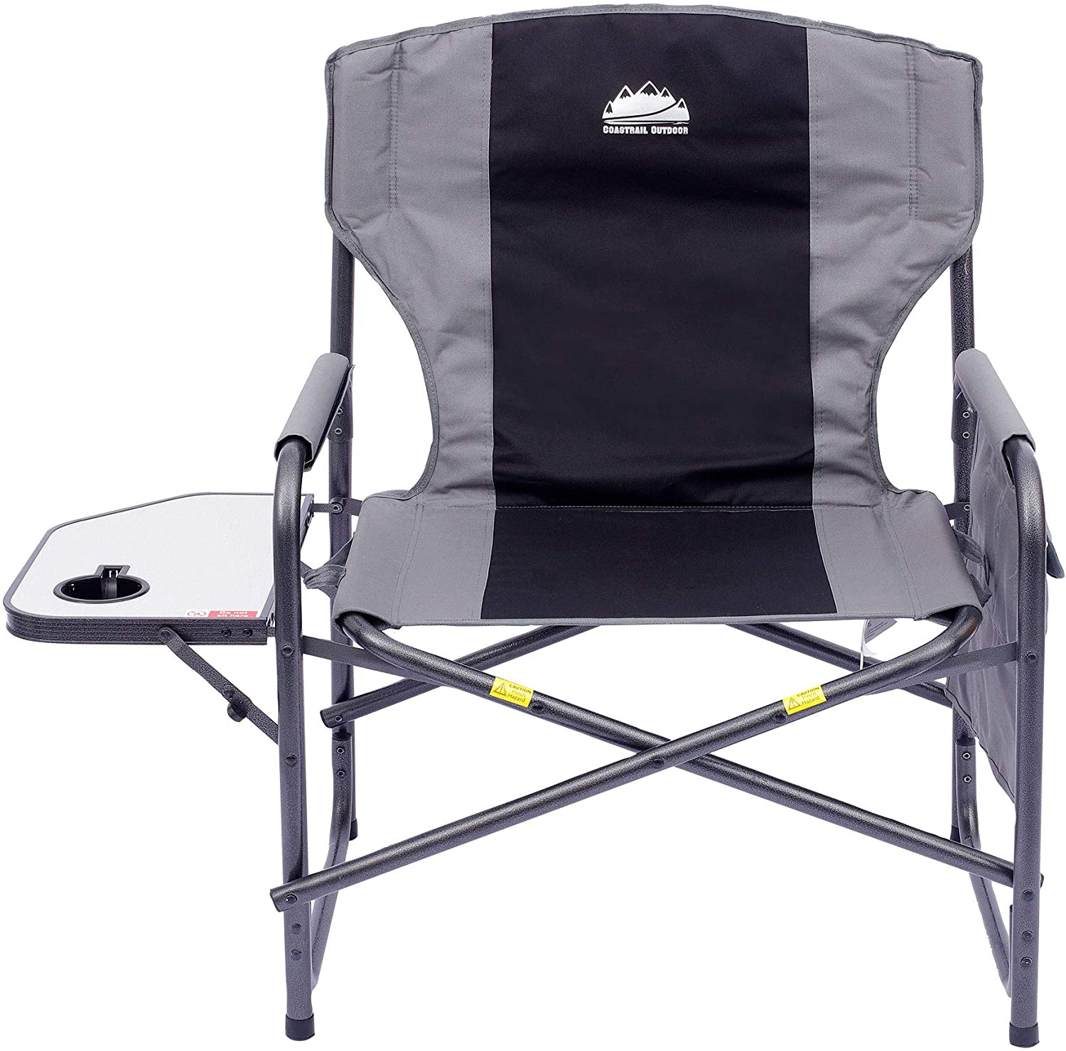 Photo 1 of Oversized Director Chair 600lbs 28 Wide XXL Full Back Padded Camp Chair with Table  Storage Heavy Duty for Camping Patio Lawn Gray XLarge