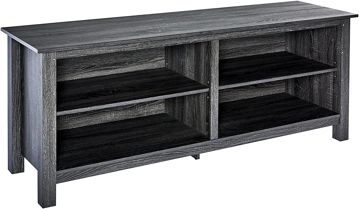 Photo 1 of ROCKPOINT TV Stand Storage Media Console for TVs up to 65 Inches 58 with 4 Storage Shelves Charcoal  MISSING HARDWARE