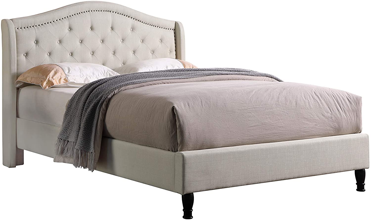 Photo 1 of Home Life 13 Cloth Light Beige Cream Linen Curved Hand Diamond Tufted and Nailed 53 Tall Headboard Platform Slats KingComplete Bed 5 Year Warranty Included 013
BOX 1 OF 2