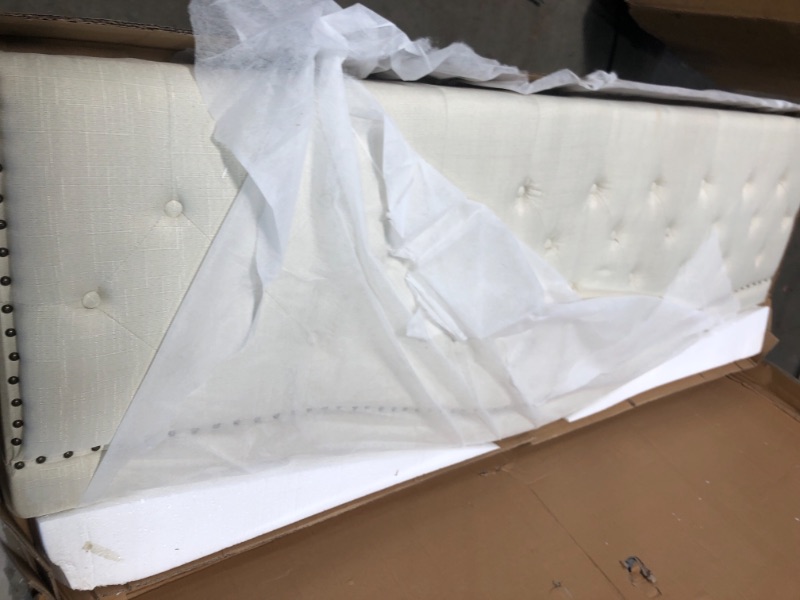 Photo 2 of Home Life 13 Cloth Light Beige Cream Linen Curved Hand Diamond Tufted and Nailed 53 Tall Headboard Platform Slats KingComplete Bed 5 Year Warranty Included 013
BOX 1 OF 2