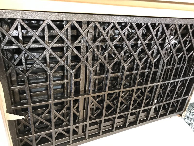 Photo 1 of SMONTER Heavy Duty Dog Crate Strong Metal Pet Kennel Playpen with Two Prevent Escape Lock Large Dogs Cage with Wheels Y Shape Dark Silver
