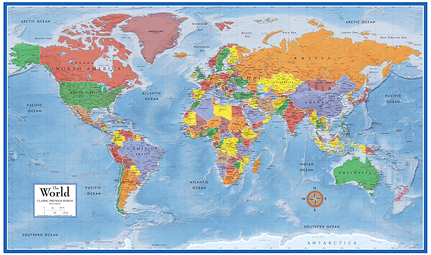 Photo 1 of 48x78 World Classic Premier Wall Map Mega Poster Laminated