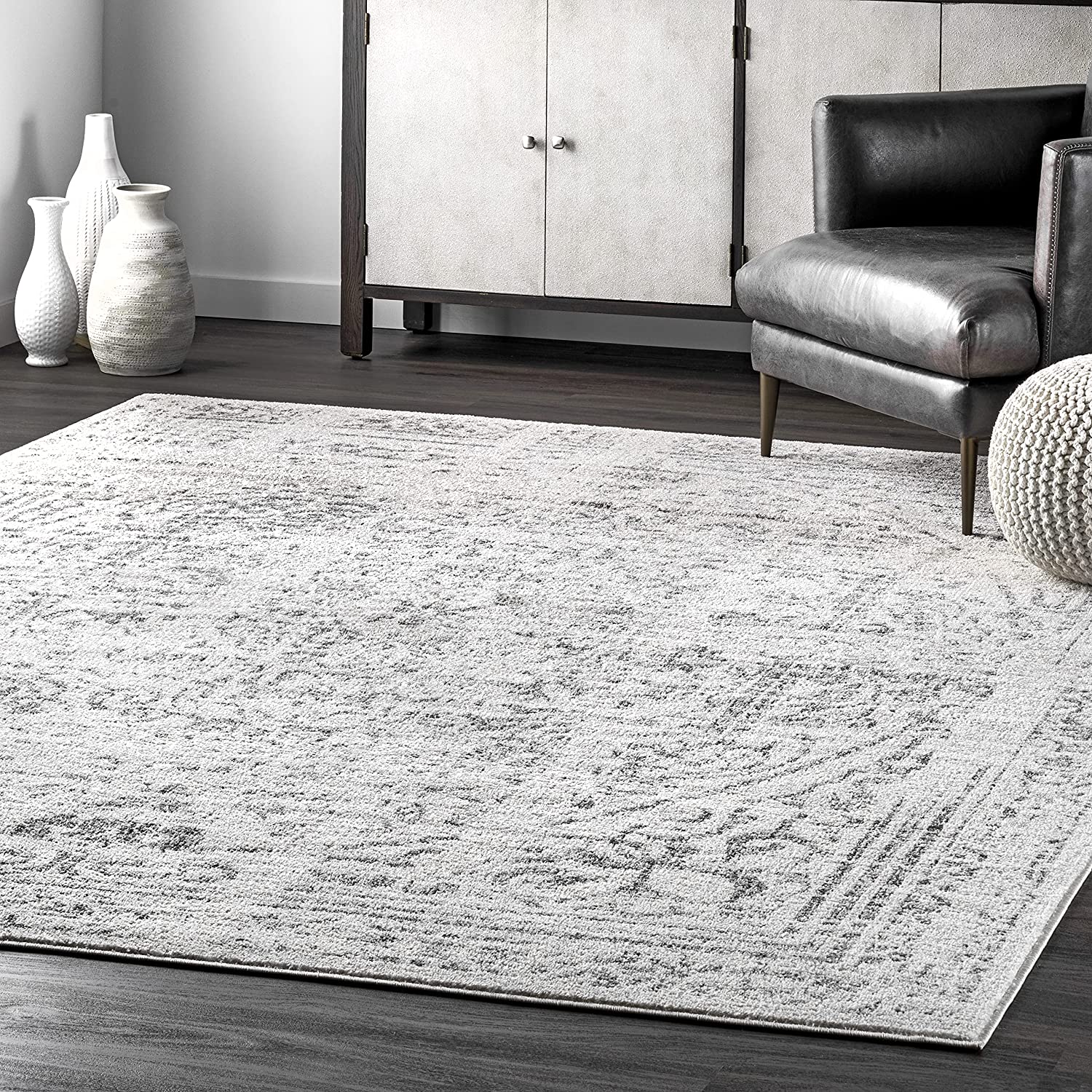 Photo 1 of nuLOOM Arlena Vintage Area Rug 7 6 x 9 6 Grey