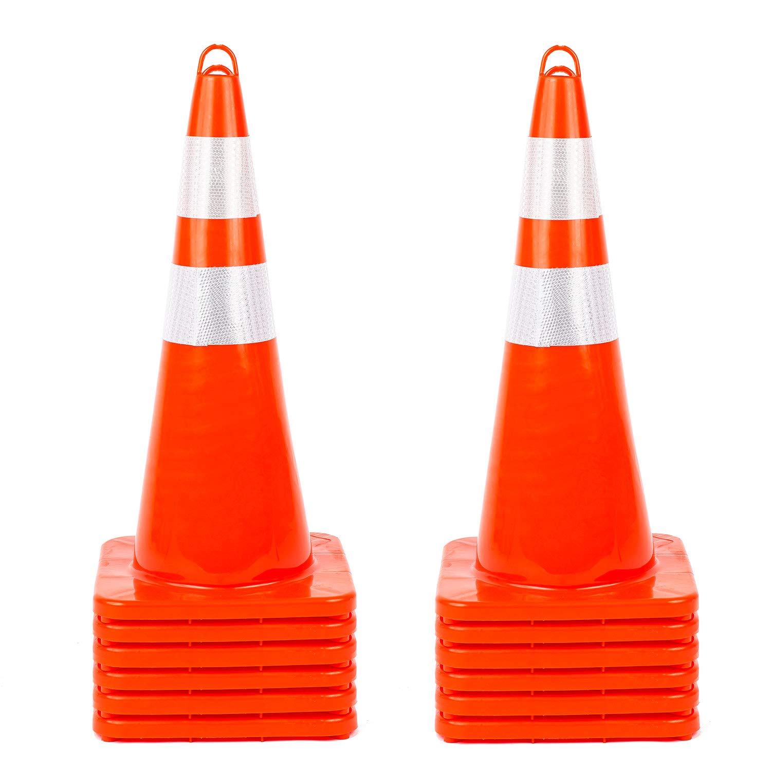 Photo 1 of 12Pack Traffic Safety Cones 28 inches with Reflective Collars Unbreakable PVC Orange Construction Cone for Traffic Control Driveway Road Parking