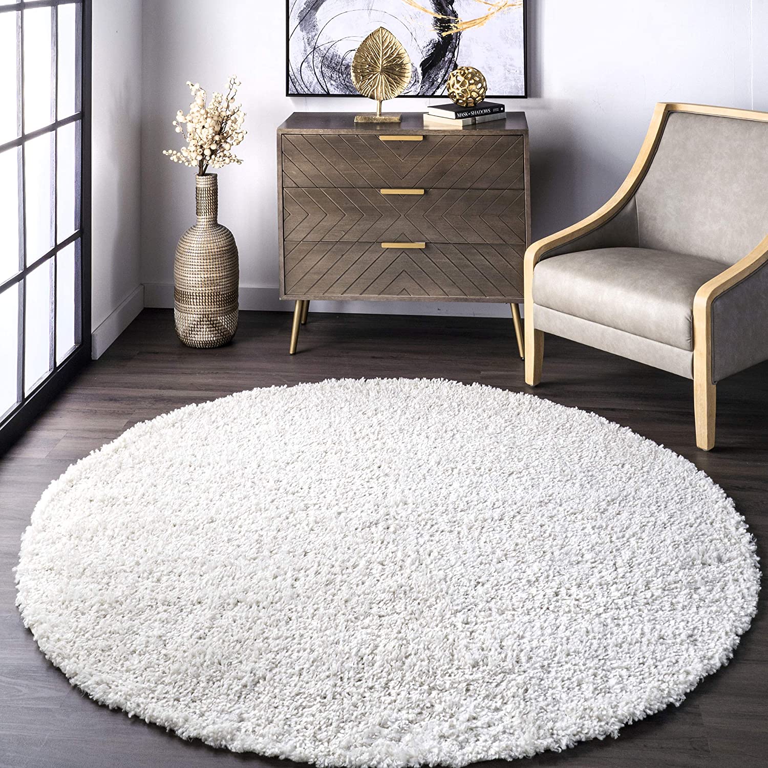 Photo 1 of nuLOOM Belleza Shag Area Rug 8 Round Ivory