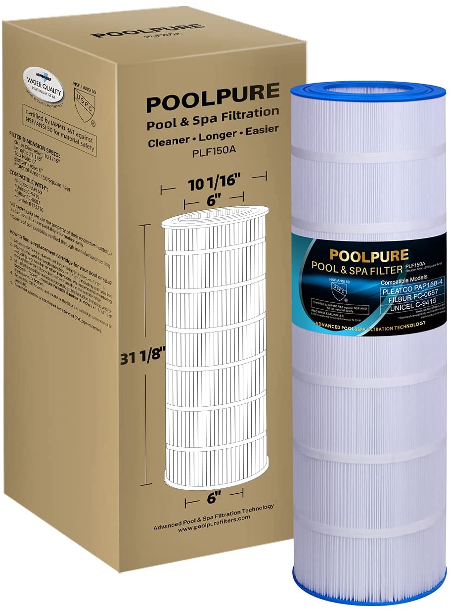 Photo 1 of POOLPURE PLF150A Pool Filter Replaces Pentair CC150 CCRP150 PAP150 Unicel C9415 R173216 59054300 Filbur FC0687 160317 160355 160352 Predator 150 150 sq ft Filter Cartridge 1 Pack