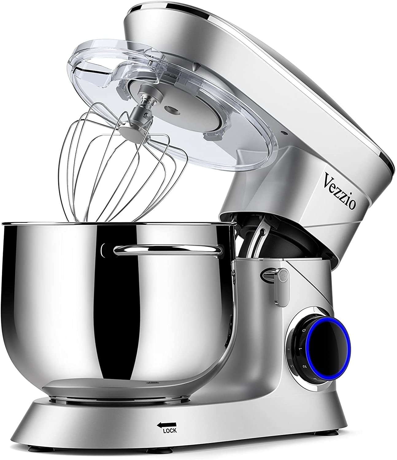 Photo 1 of Vezzio Stand Mixer 95 Qt 660W 6Speed TiltHead Food Dough Mixer Kitchen Electric Mixer with Stainless Steel BowlDough HookWhisk Beater Egg white separator Silver