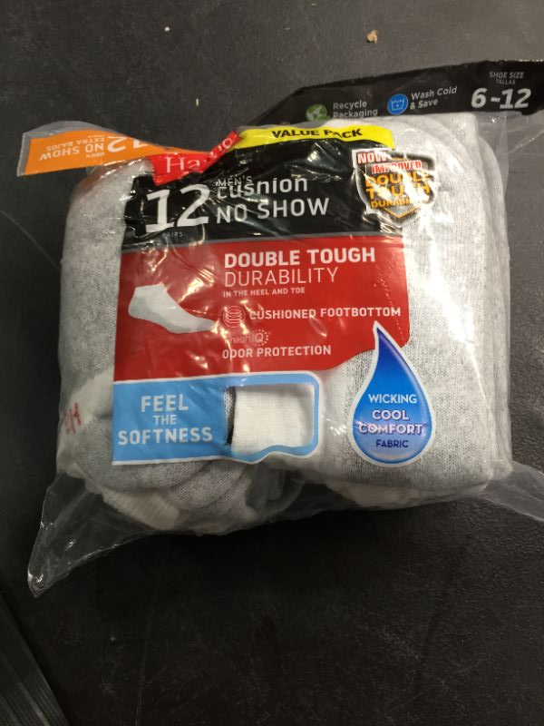 Photo 2 of Hanes Mens Cushion No Show Socks 12 Pack