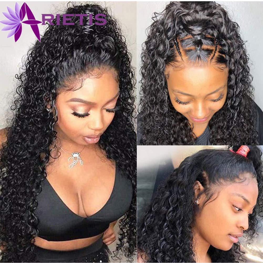 Photo 1 of ARIETIS Hair 16 Inch 13x4 Lace Front Wigs Water Wave Pre Plucked With Baby Hair Brazilian Virgin Remy Hair Human Hair for Black Women 150 Density Natural Color