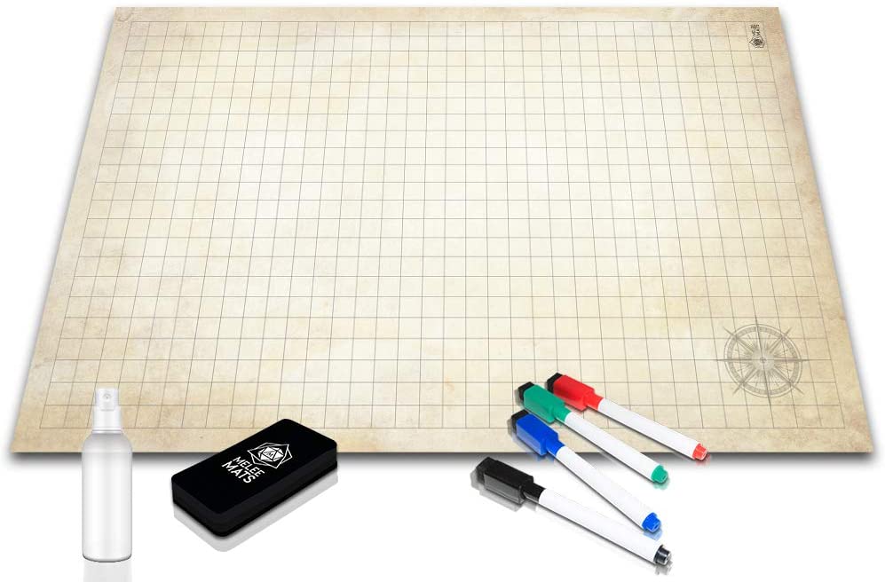 Photo 1 of Battle Grid Game Mat  Ultra Durable Polymer Material  RolePlaying Grid Map  Reusable Tabletop Squares  Dungeons RPG Dragons Dry Erase Vinyl  Perfect Set for Starters and Masters  24 x 36