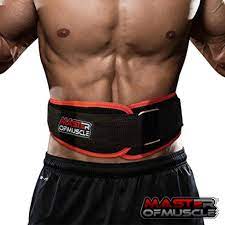 Photo 1 of Master of Muscle Workout Weight Lifting Belt for Men and Women  Contoured and Neoprene Lightweight for Comfortable Back Support  Ideal for Squat Powerlifting Deadlift Training