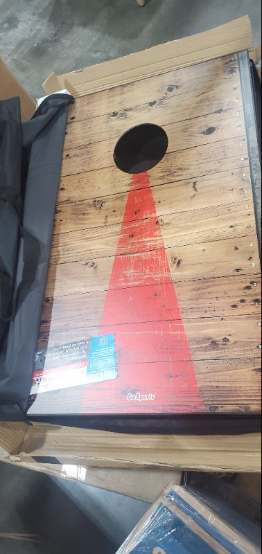 Photo 2 of GoSports Classic Cornhole Set with Rustic Wood Finish  Includes 8 Bags Carry Case and Rules  3x2
