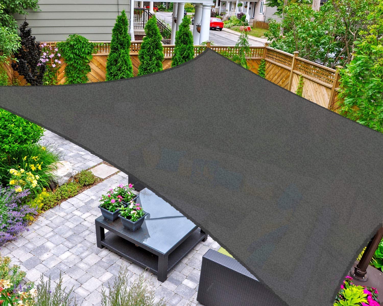 Photo 1 of AsterOutdoor Sun Shade Sail Rectangle 13 x 16 UV Block Canopy for Patio Backyard Lawn Garden Outdoor Activities Graphite