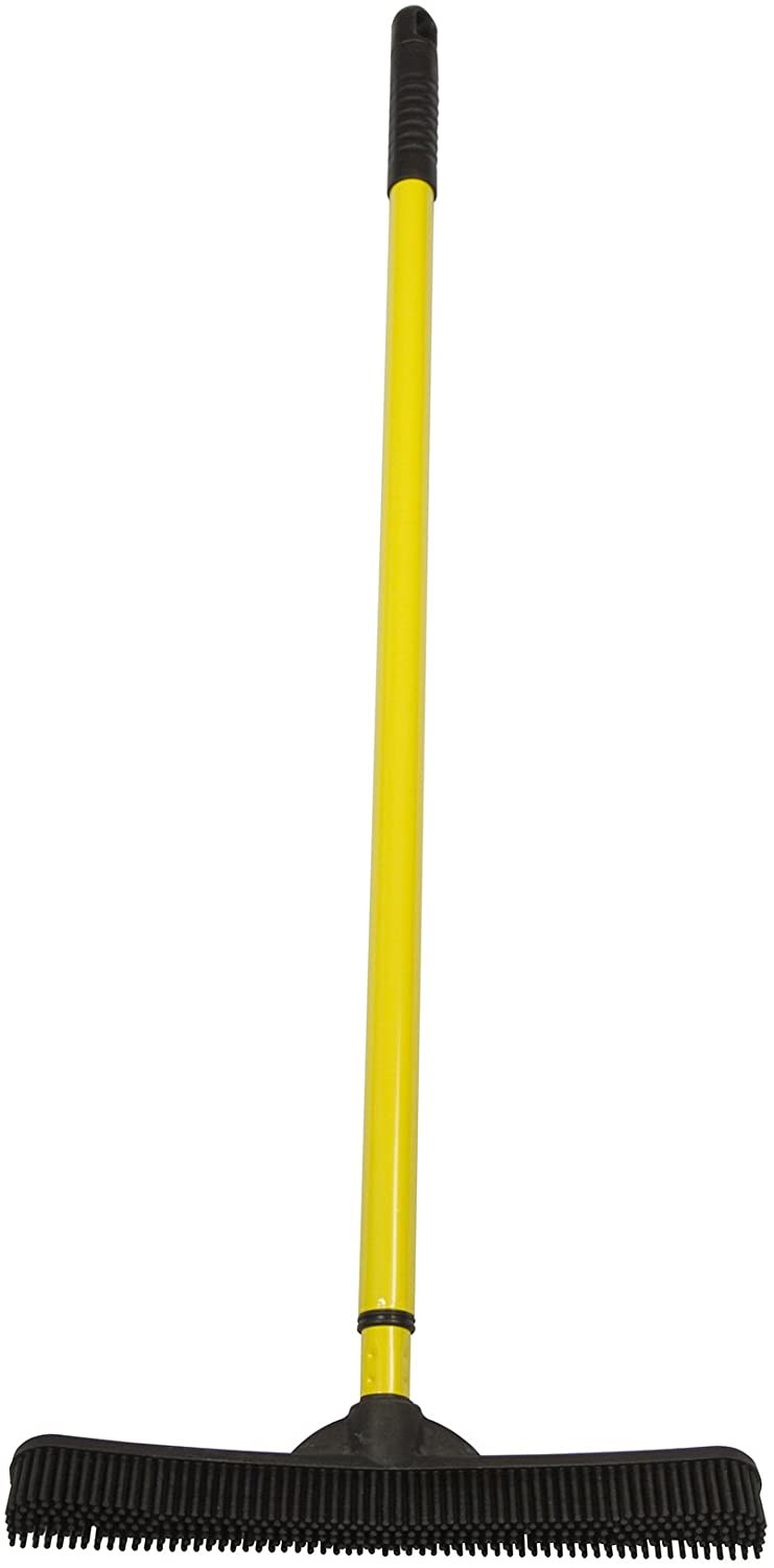 Photo 1 of FURemover Broom Pet Hair Removal Tool with Squeegee  Telescoping Handle That Extends from 35 Black  Yellow