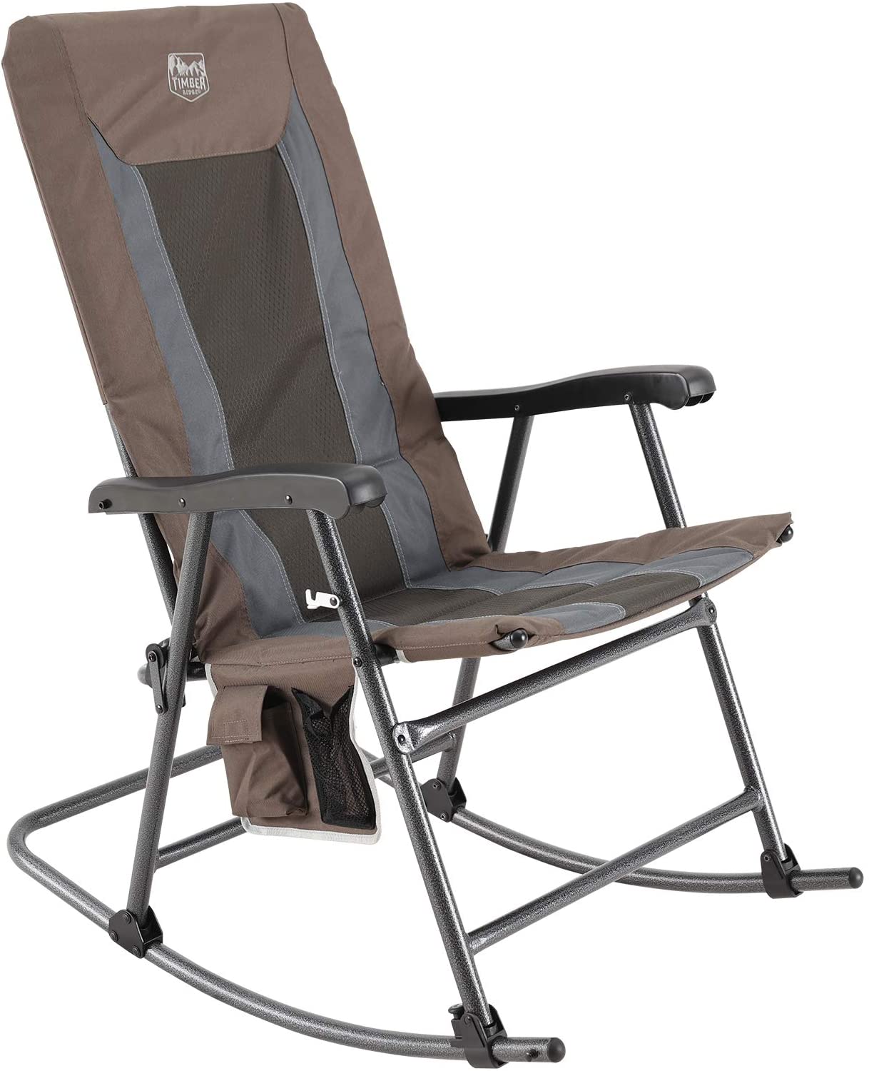 Photo 1 of TIMBER RIDGE Foldable Padded Rocking Chair for Outdoor High Back and Heavy Duty Portable for Camping Patio Lawn Garden Yard or BalconySupports up to 300lbs Brown