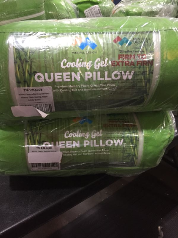 Photo 2 of Mindful Design Firm Memory Foam Pillow  Bamboo Derived Cover w Cooling Gel 2pk Queen