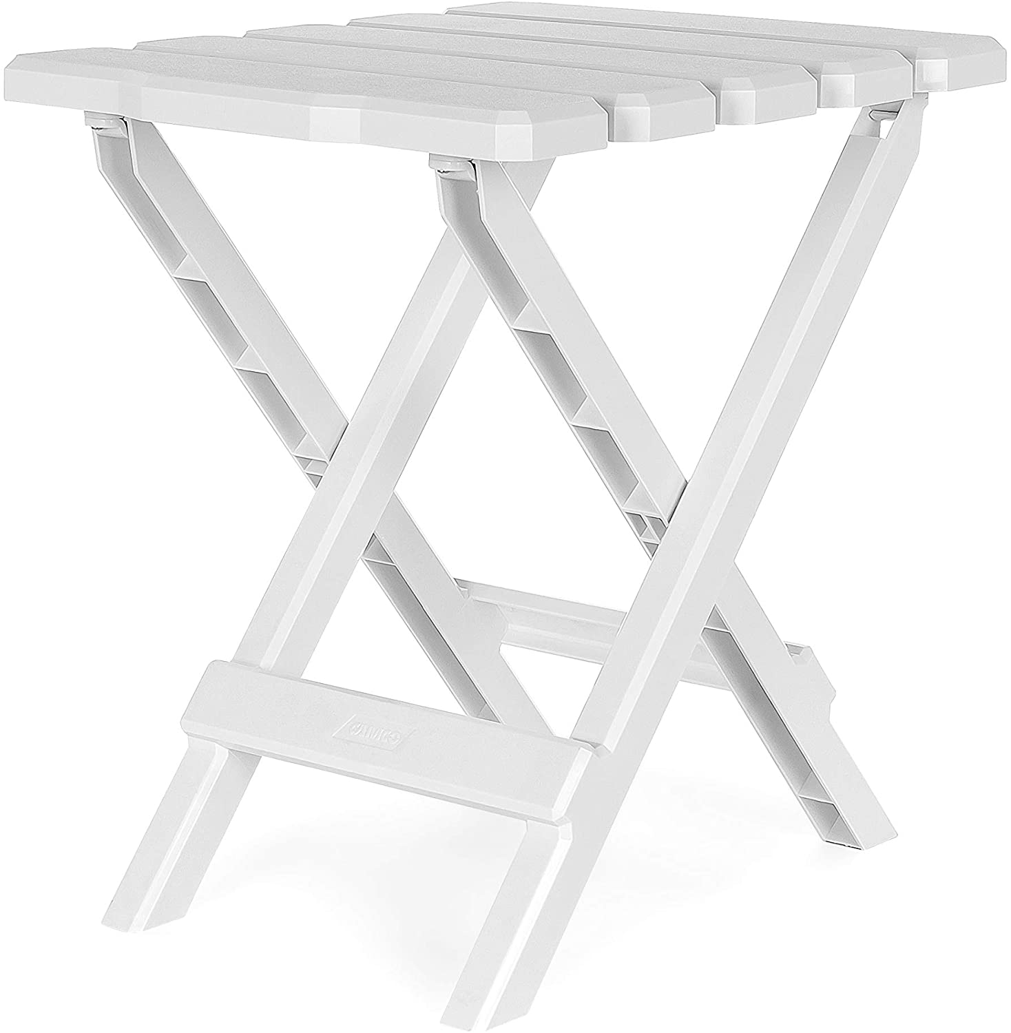 Photo 1 of Camco Adirondack Portable Outdoor Folding Side Table  Perfect for The Beach Camping Picnics Cookouts and More  Weatherproof and Rust Resistant  White 21035