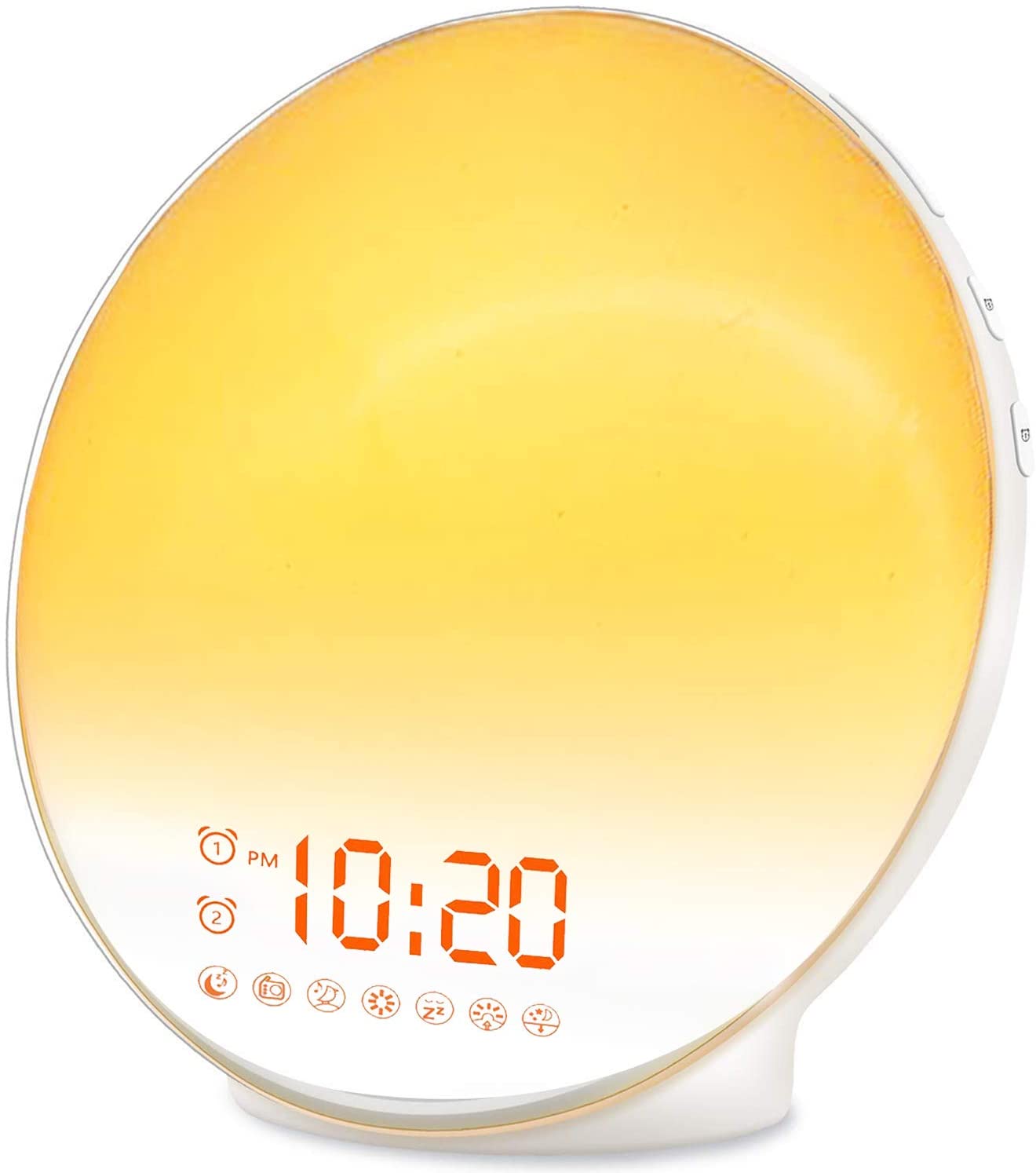 Photo 1 of Wake Up Light Sunrise Alarm Clock for Kids Heavy Sleepers Bedroom with Sunrise Simulation Sleep Aid Dual Alarms FM Radio Snooze Nightlight Daylight 7 Colors 7 Natural Sounds Ideal for Gift