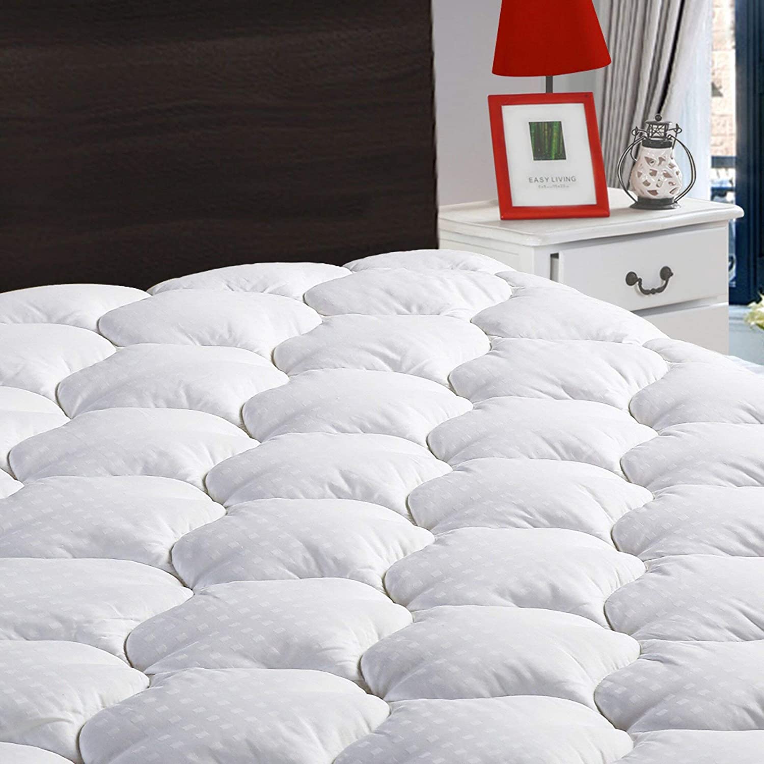 Photo 1 of LEISURE TOWN Twin Mattress Pad Cover Cooling Mattress Topper Cotton Top Pillow Top with Snow Down Alternative Fill 821 Inch Fitted Deep Pocket