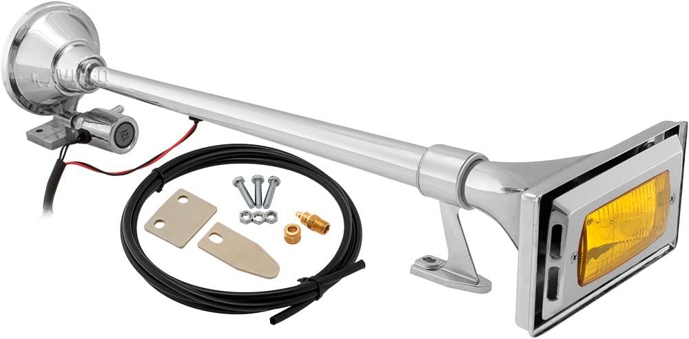 Photo 1 of Vixen Horns Train Horn for BoatTruckCar Air Horn Waterproof Chrome Plated Single Trumpet  Light  Cover Super Loud dB Marine Grade Finish Fits 12v Vehicles Like SemiPickupJeepSUV VXH1264Y