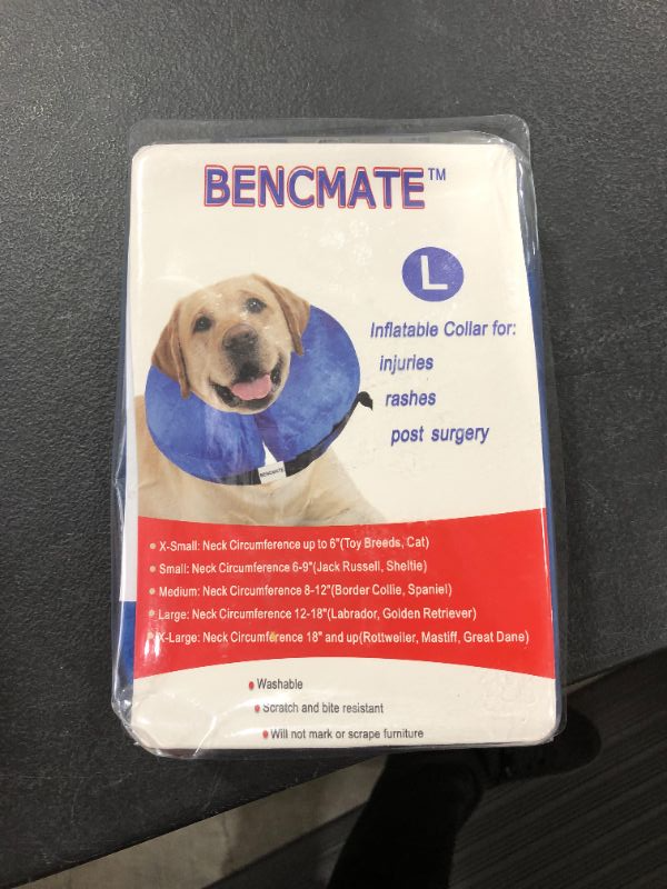 Photo 1 of BENCMATE Protective Inflatable Collar for Dogs and Cats  Soft Pet Recovery Collar Does Not Block Vision ECollar LARGE
