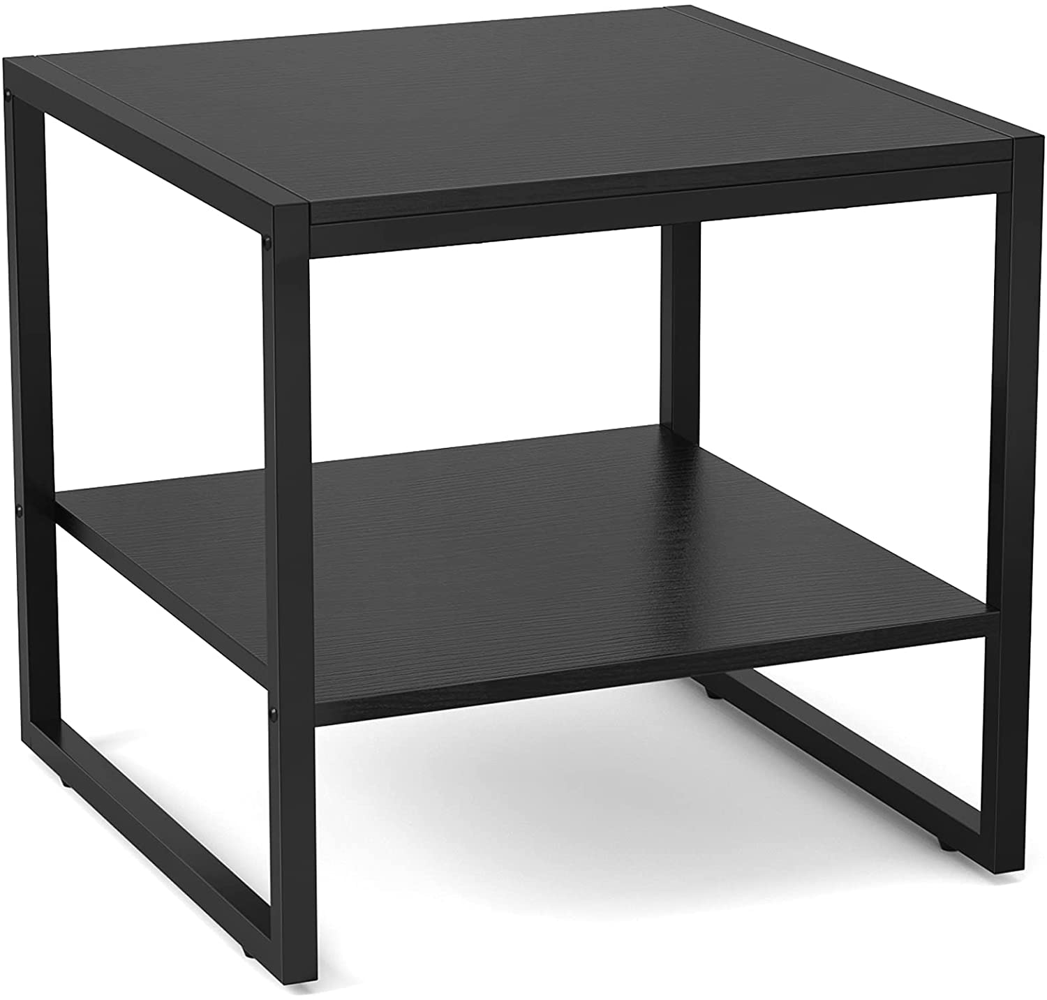 Photo 1 of Besiture End Table 20 Inch Square Side Table Modern Night Stand with 2Tier Storage Shelf Living Room Small Coffee Table Wood Finish Bedside Table for Bedroom Black