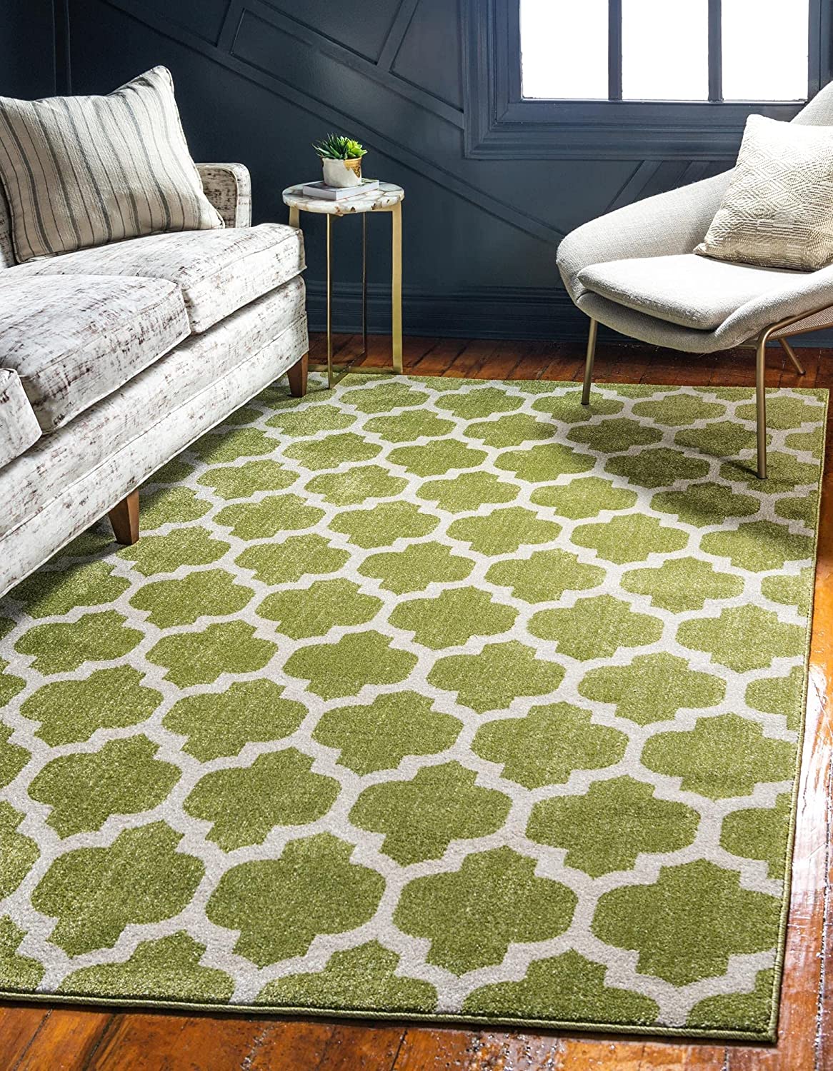 Photo 1 of Unique Loom Trellis Collection Modern Morroccan Inspired with Lattice Design Area Rug 5 x 8 GreenBeige