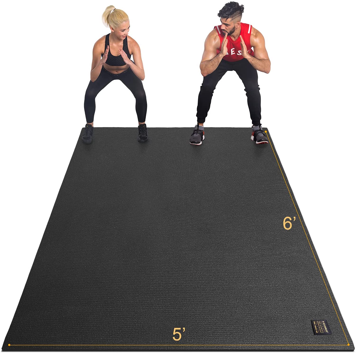 Photo 1 of GXMMAT Large Exercise Mat 6x5x7mm NonSlip Workout Mats for Home Gym Flooring Extra Wide and Thick Durable Cardio Mat High Density Shoe Friendly Great for Plyo MMA Jump Rope Stretch Fitness