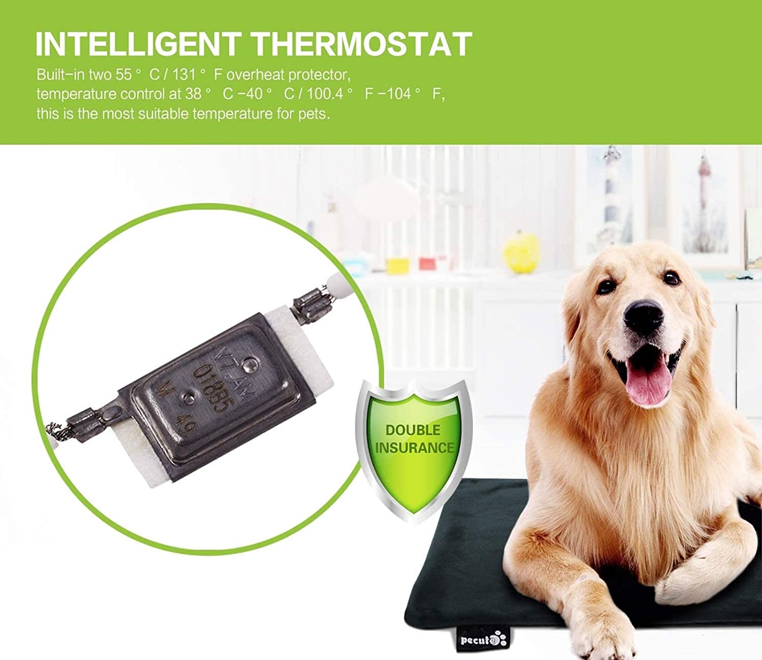 Photo 1 of Pecute Pet Heating Pad Safe Electric Heating Pet Mat for Dogs and Cats Warming Mat with Chew Resistant Cord and Waterproof Layer 2Covers