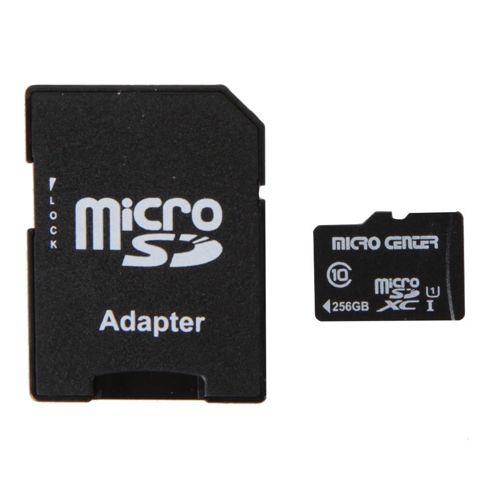 Photo 1 of Micro Center 256GB microSDXC Card Class 10 UHSI C10 U1 Flash Memory Card with Adapter