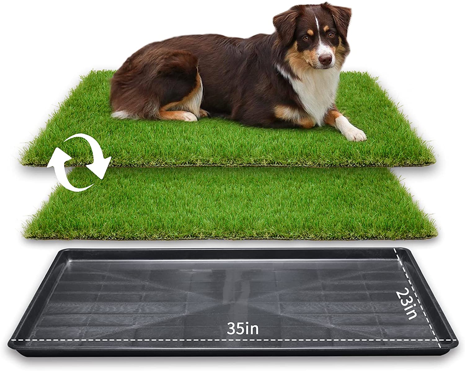 Photo 1 of LOOBANI 35in x 23in Extra Large Grass Porch Potty Tray 2Packs Replacement Artificial Fake Grass Puppy Training Pads Portable Dog Patio Potty for BalconyApartment Use Pet Tray 35 x 23