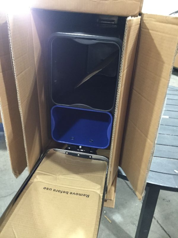 Photo 2 of Home Zone Living Va41833a 50 LITER  13 Gallon Stainless Steel Dual Compartment Recycle Trash Can Rectangular Pedal 50L Silver