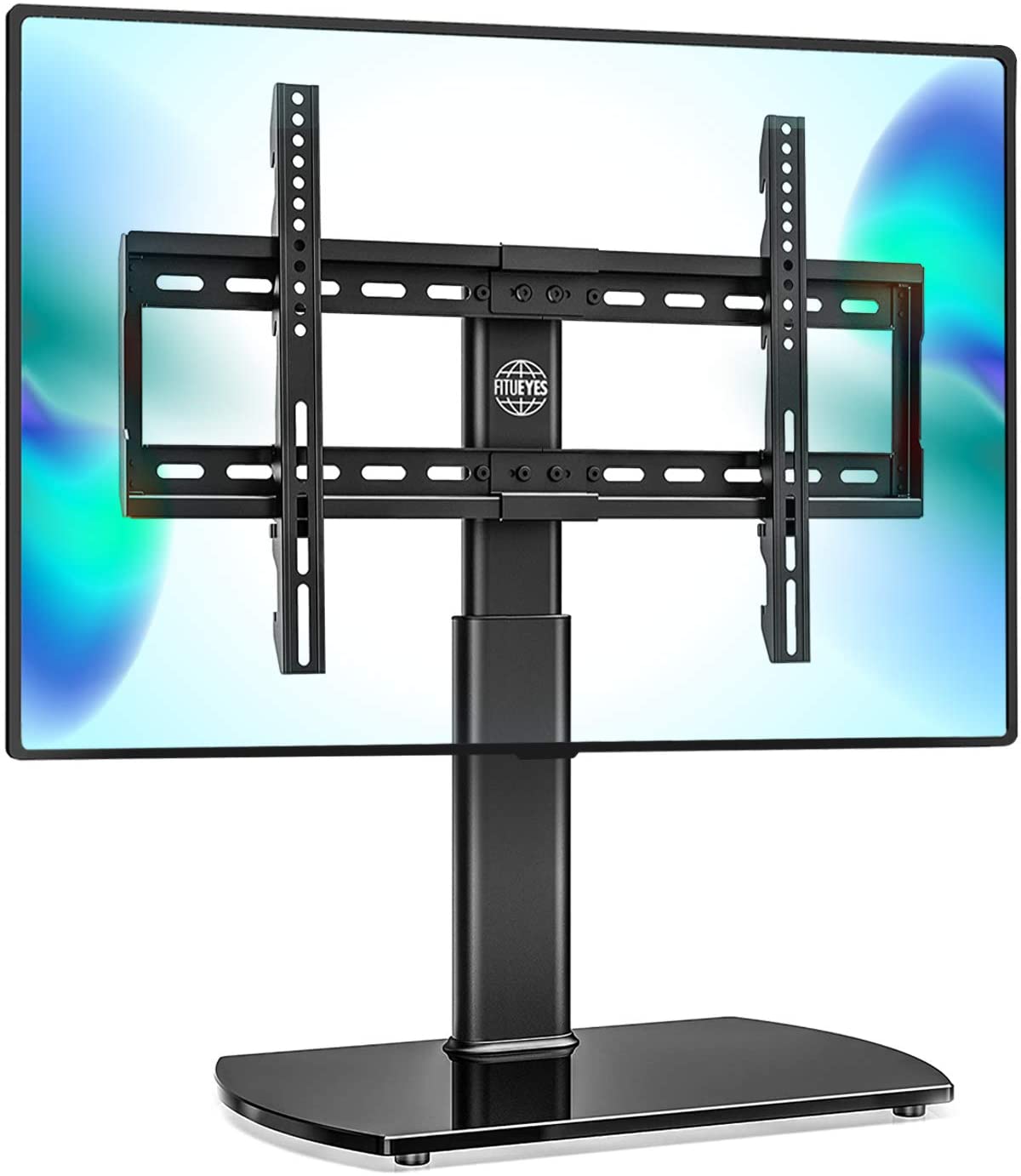 Photo 1 of Fitueyes Universal TV Stand Base Swivel Tabletop TV Stand with Mount for 32 to 65 inch Flat screen TV 80 Degree Swivel 3 Level Height AdjustableTempered Glass Base Holds up to 88lbs Screenss