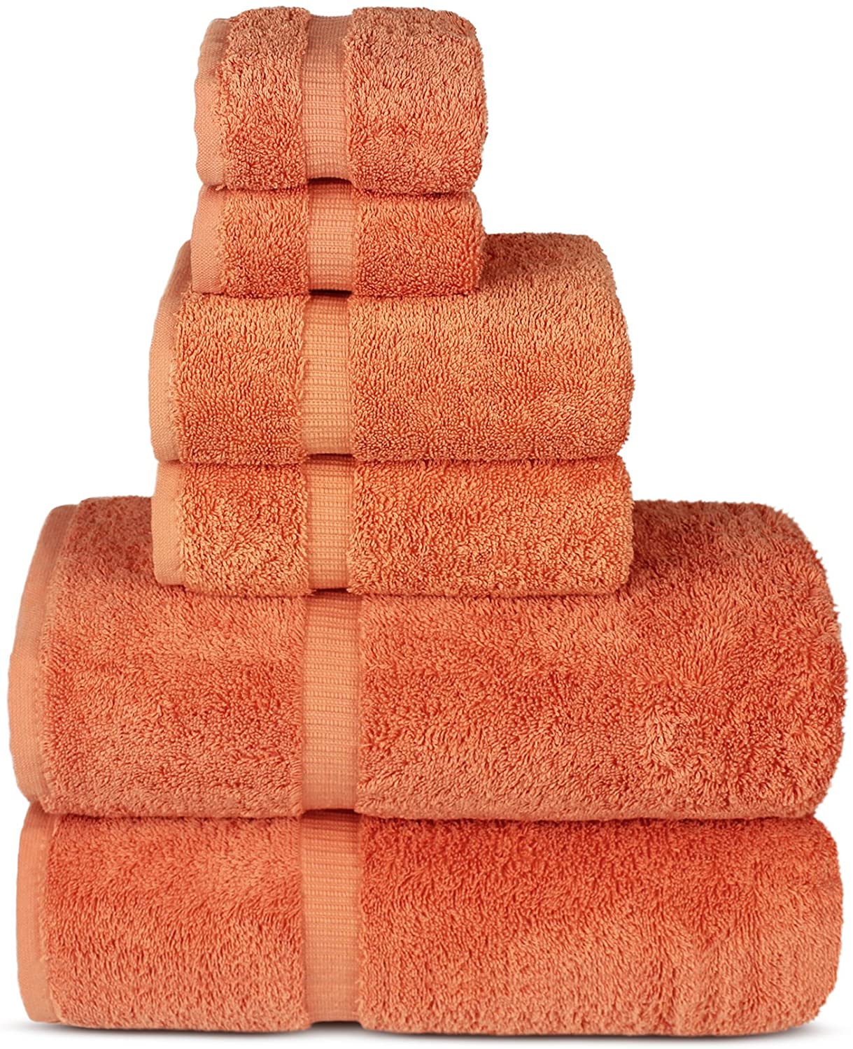 Photo 1 of Chakir Turkish Linens Luxury Spa and Hotel Quality Premium Turkish Cotton 6Piece Towel Set 2 x Bath Towels 2 x Hand Towels 2 x Washcloths Coral