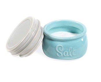Photo 1 of Mason Salt Cellar  Ceramic Salt Cellar With Lid  Rustic Farmhouse Decor by Sparrow Decor Blue