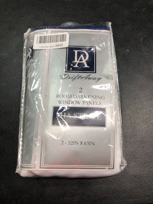 Photo 1 of Driftaway Mia Stripe Room Darkening Grommet Unlined Window Curtains Set Of Two Panels Each 52X63 Navy