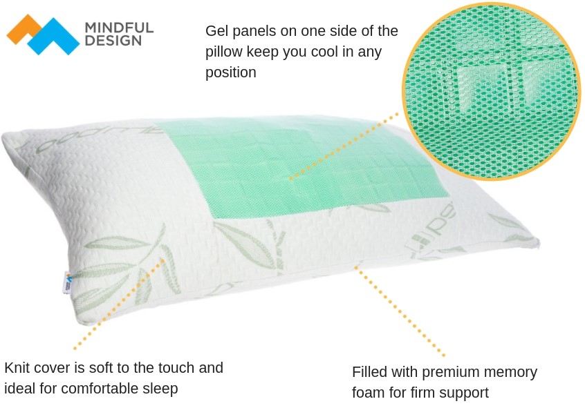 Photo 1 of Mindful Design Firm Memory Foam Pillow  Bamboo Derived Cover w Cooling Gel Queen