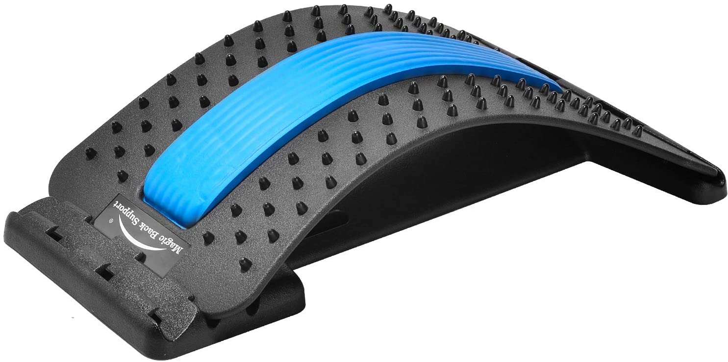 Photo 1 of Back Stretching DeviceBack Massager for Bed  Chair  CarMultiLevel Lumbar Support Stretcher Spinal Lower and Upper Muscle Pain ReliefBlackBlue