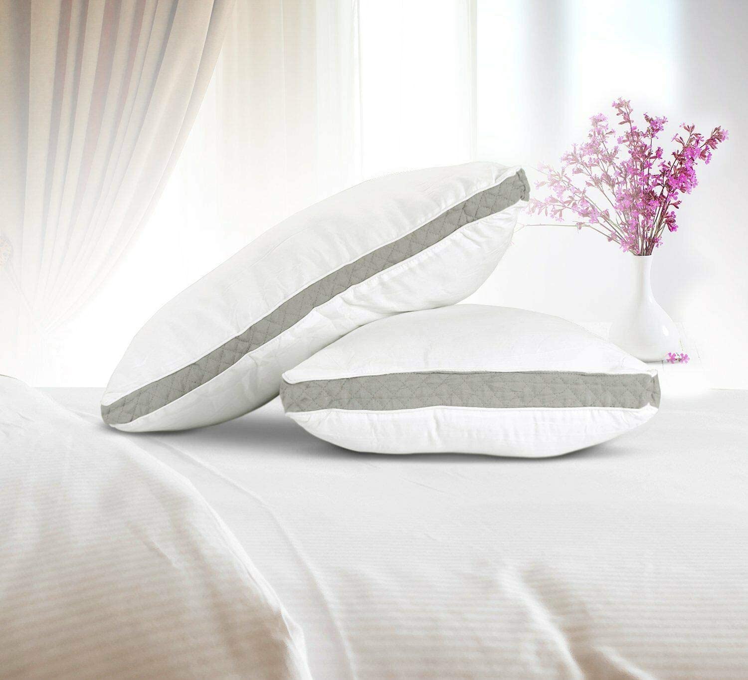 Photo 1 of King Size 18x36 inches  Gusseted Quilted Pillow Set of 2 Bed Pillows Side Back Sleepers Bed Pillows My UTPRR