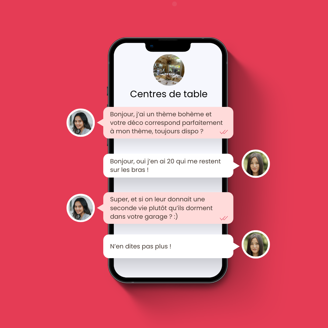 Échanges entre deux utilisateurs sur app mobile Yes Again
