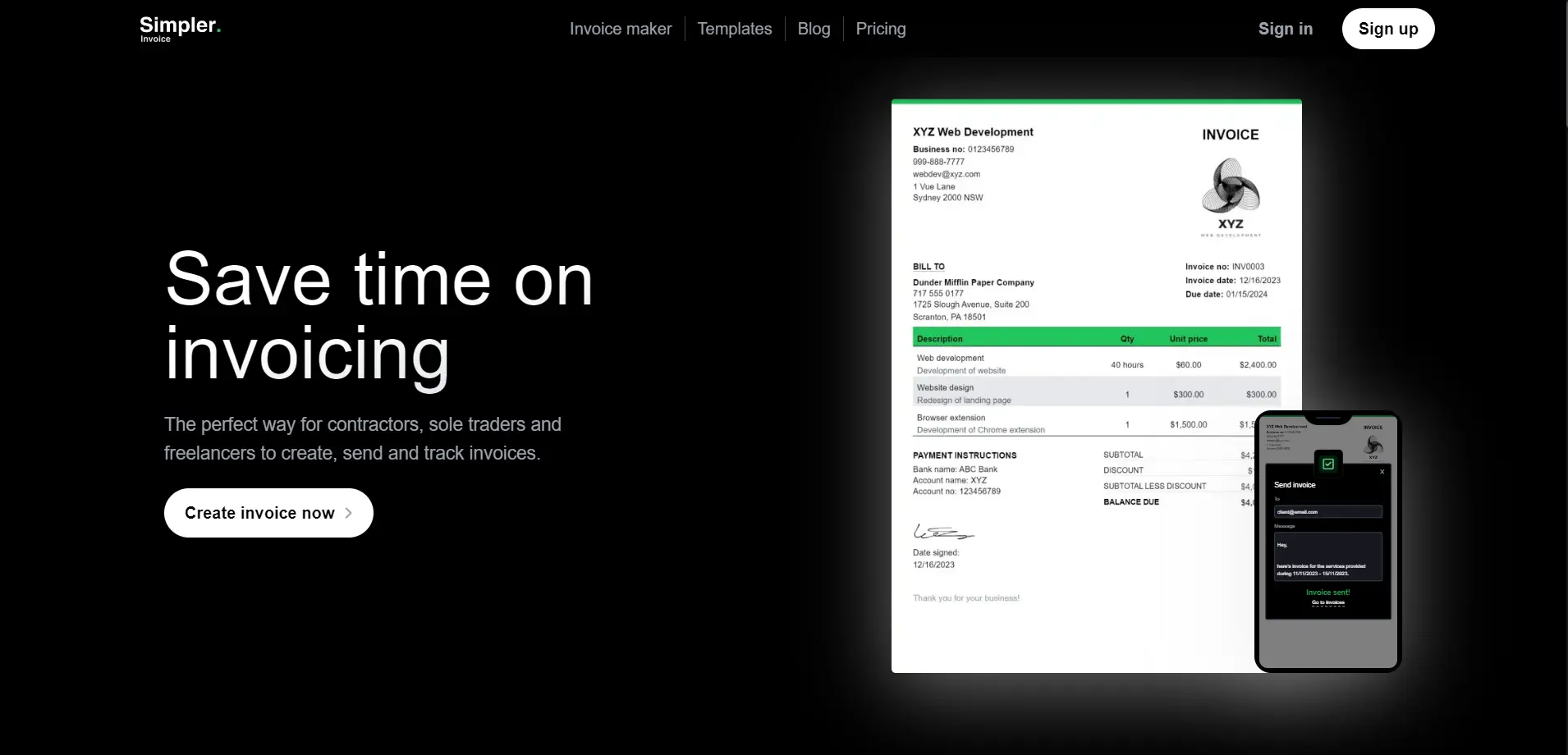 Simpler Invoice preview