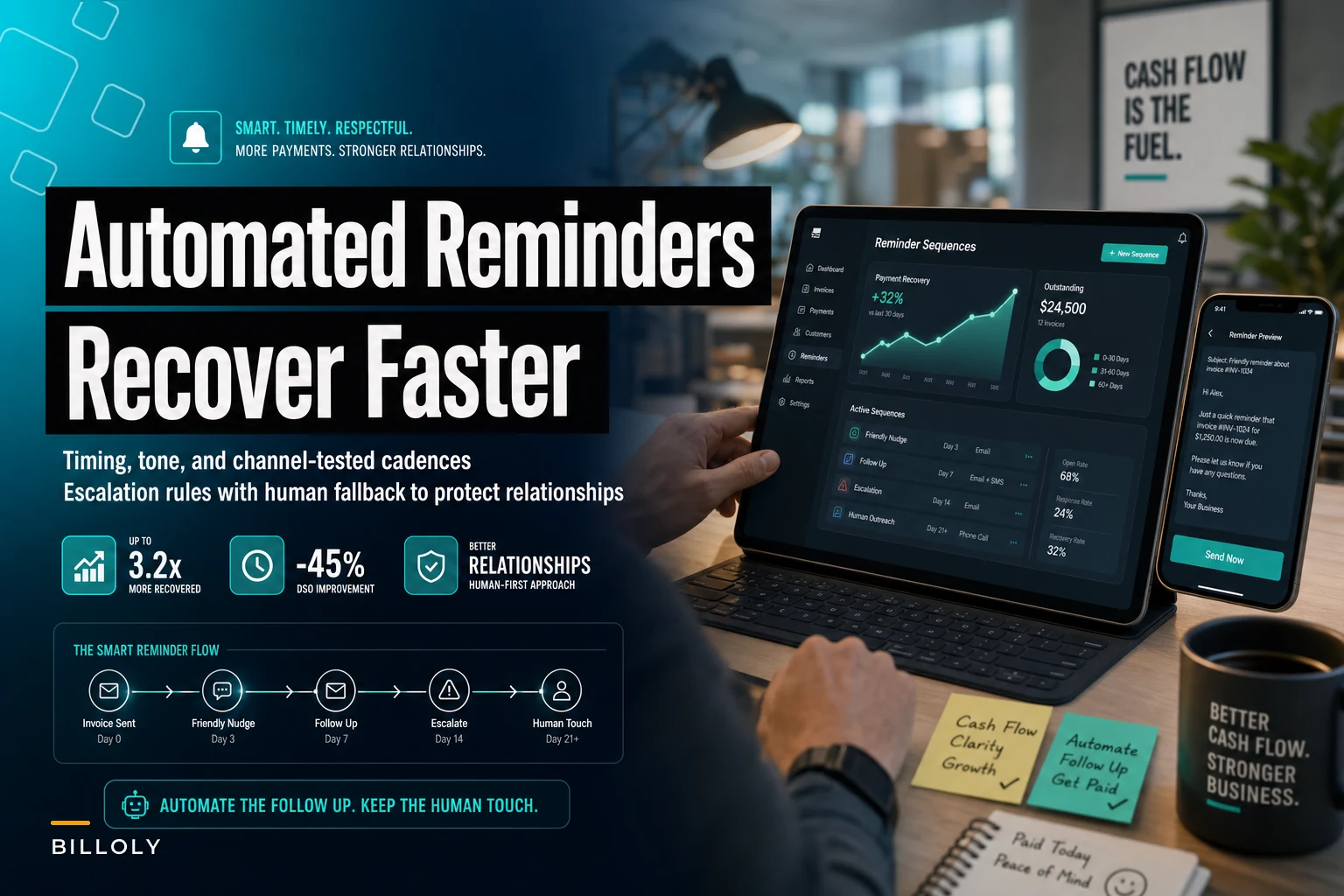 Automated reminder sequences that increase recovery: timing, tone and escalation rules for SMBs