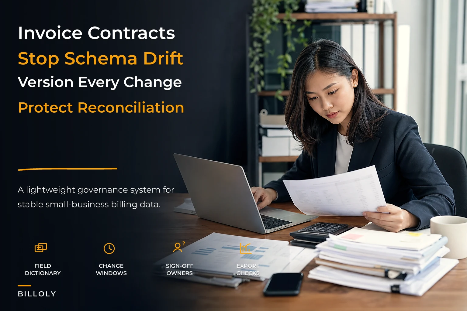 Billing data contracts and invoice schema for small businesses