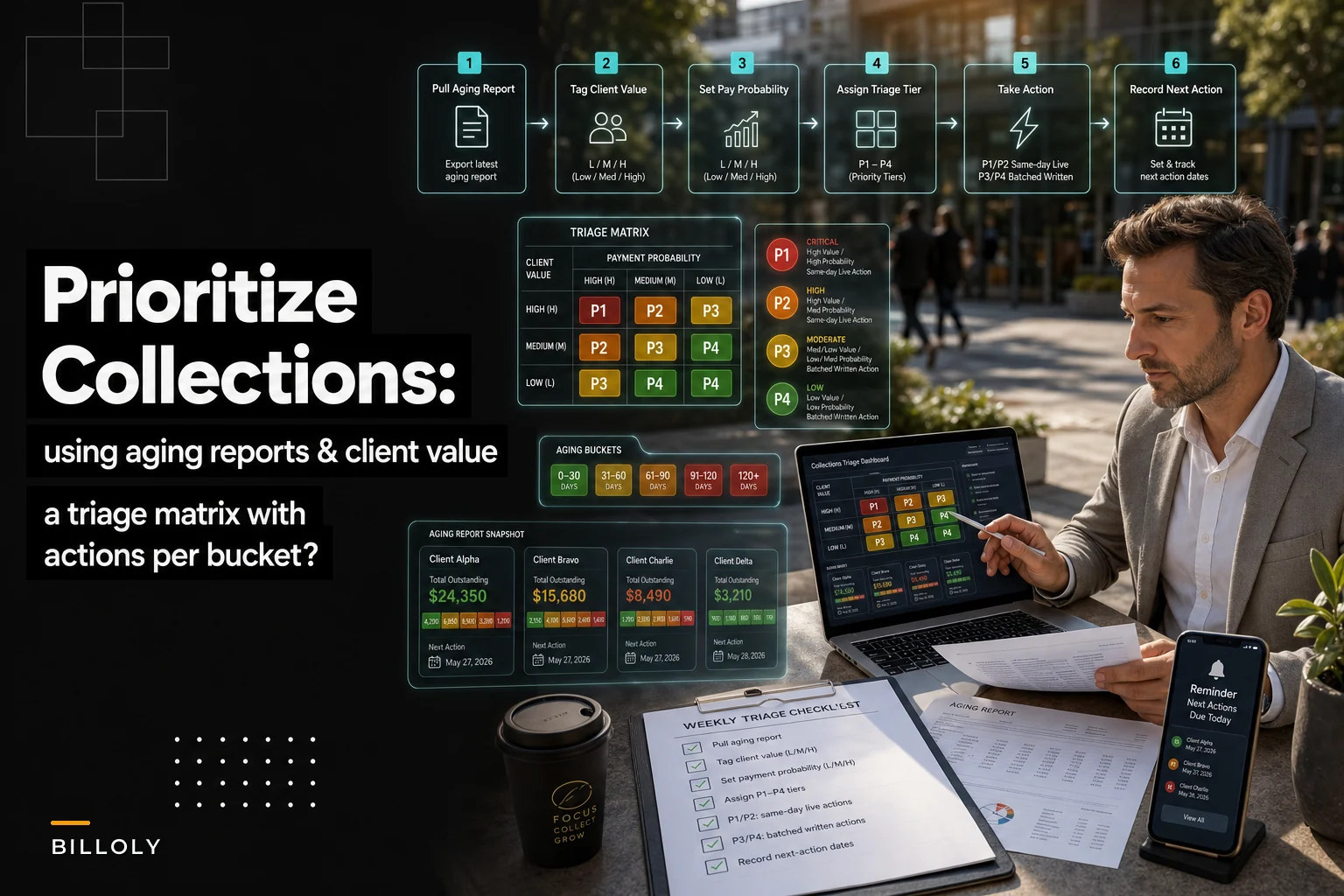 Use aging reports to prioritize collections: a triage matrix and actions for each bucket