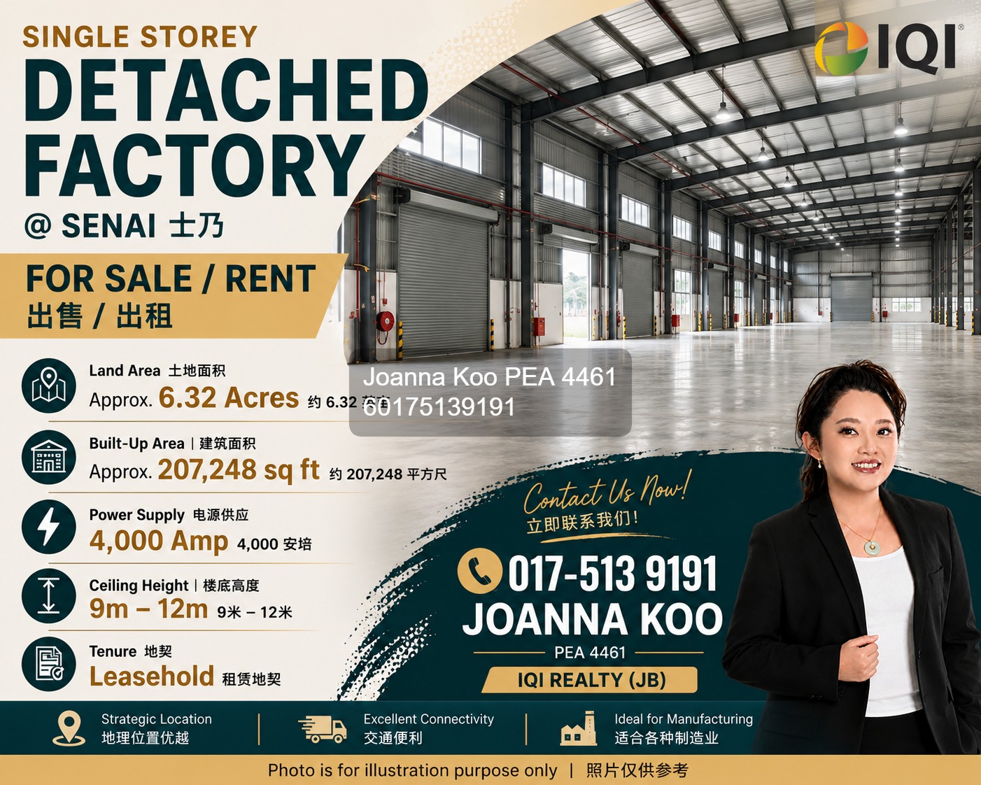 4000 Amps Detached Factory @ Senai for Rent