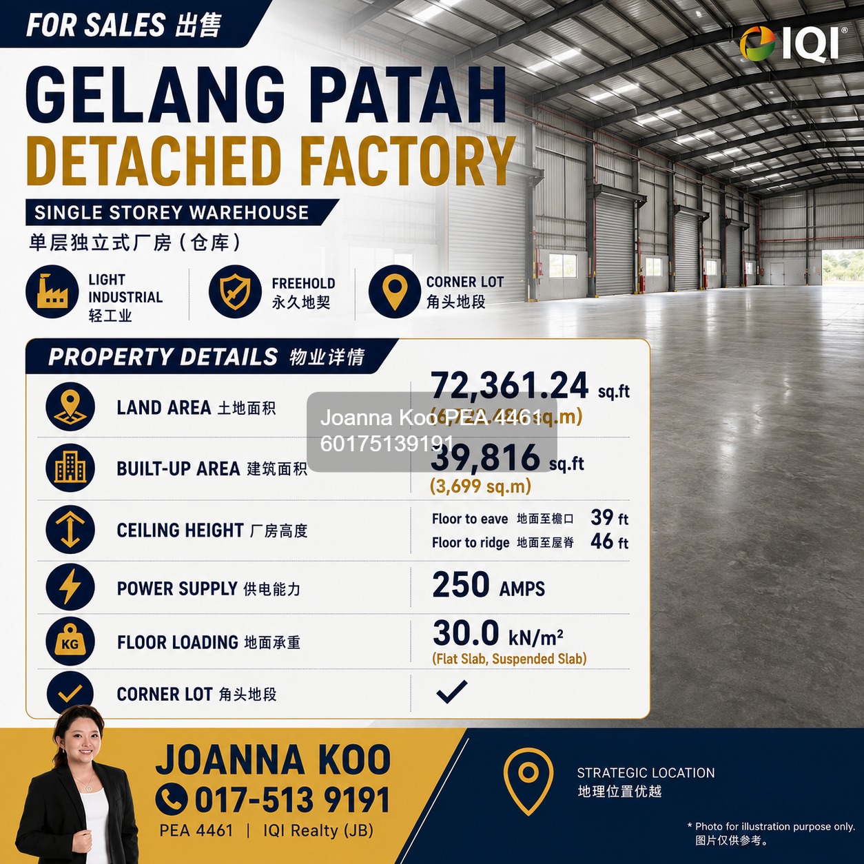 30 kN/m² Gelang Patah Detached Factory for Sale